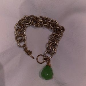 Green and gold chain dangle bracelet